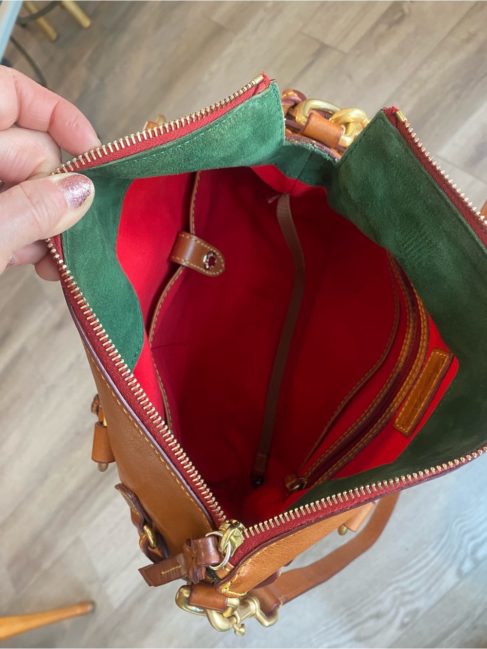 Dooney & Bourke Florentine Natural Leather Satchel with Gold Hardware - Picture 8 of 14